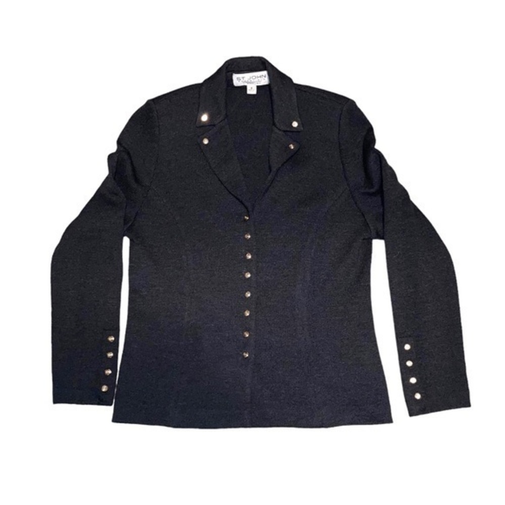 St. John button up gray knit sweater jacket